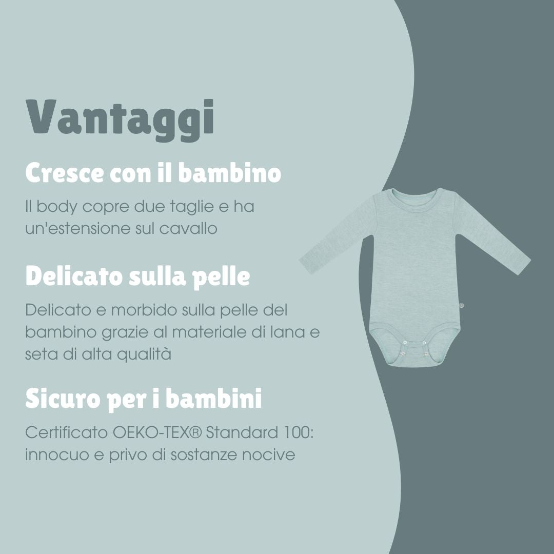 Body a maniche lunghe in lana-seta | Essential Menta