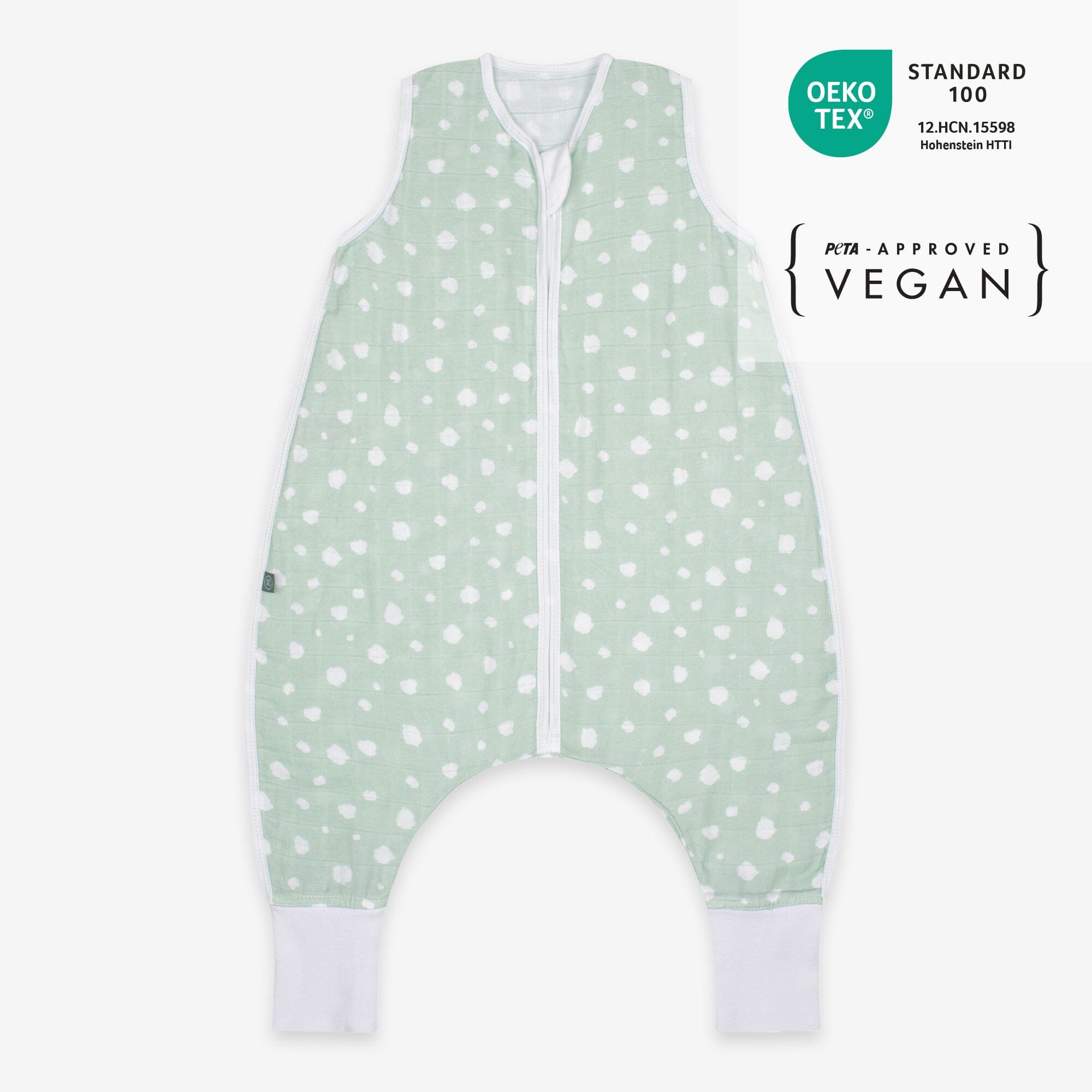 Sacco nanna in mussola con piedi 0.5 TOG | Pois Menta