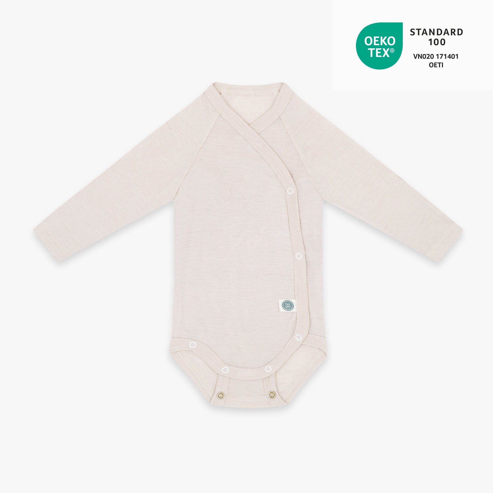 Body avvolgente a maniche lunghe in lana-seta | Essential Beige